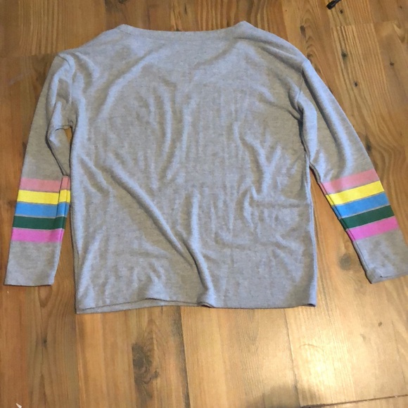 🆕Anthro Chaser Rainbow Stripe Love Knit Pullover - Picture 3 of 7